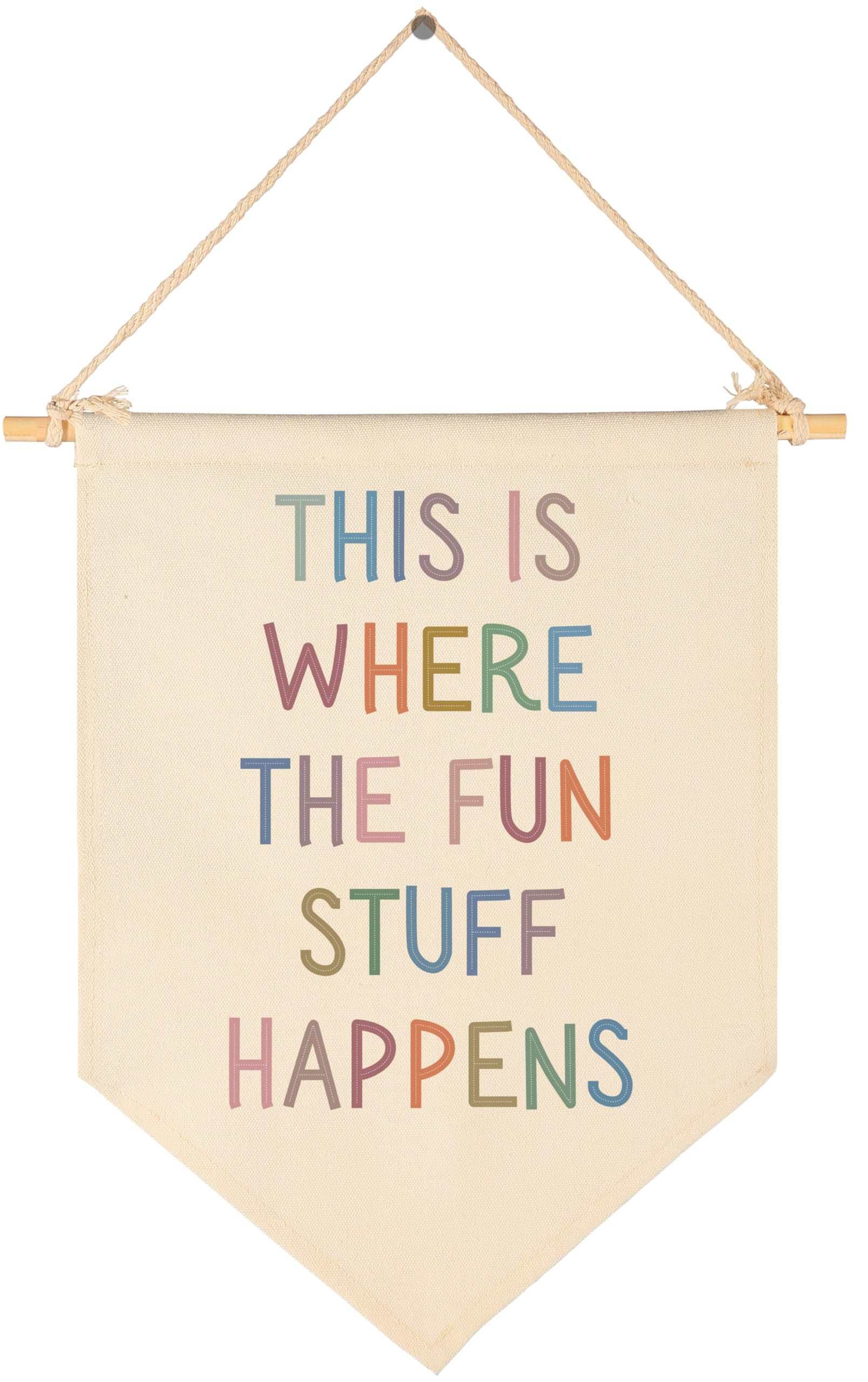 This is Where the Fun Stuff Happens-Pennant Wall Decor Gifts for Baby Boys Girls Kids-Canvas Hanging Pennant Banner Wall Decor G