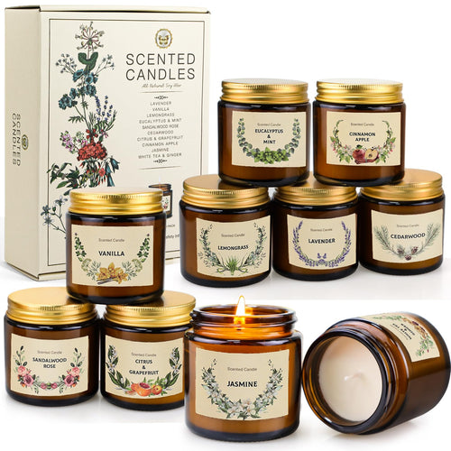 10 Pack Candles for Home Scented Aromatherapy Candles Gifts Set for Women, Natural Soy Wax Amber Candles Set, Birthday, Mothers