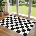 Othilic Black and White Checkered Entry Rug - 3x5 Ft Non-Slip Washable Indoor Outdoor Front Door Mat Porch Rug Geometric Throw C
