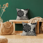 Cxmeifly Black Grey Gray Pillow Covers 20X20 Inch Set Of 2 Dahlia Floral Decor Throw Pillows Summer Modern Geometry Flower Outdo