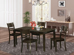 East West Furniture CALY5-CAP-W 5 Piece Dining Table Set for 4 Includes a Rectangle Kitchen Table and 4 Dinette Chairs, 36x60 Inch, Cappuccino