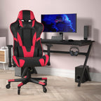 Flash Furniture X20 Gaming Chair Racing Office Computer PC Adjustable Chair - Red LeatherSoft Upholstery - Reclining Back - Roller Wheels
