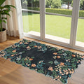 Othilic Front Door Mat Indoor Entrance - 2x4.3 Ft Black Floral Washable Layered Doormat Outdoor Entrance Porch Rug Non-Slip Boho