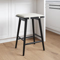 Nathan James Barker Counter Height Solid Wood Barstool with Upholstered Cushion, Backless Island Stool with Rubberwood Legs and 
