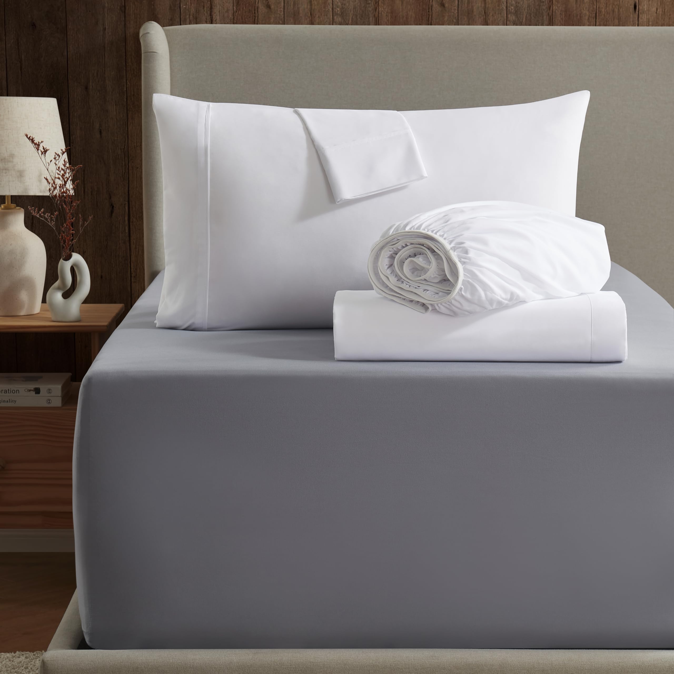 Nestl Extra Twin Deep Pocket Sheets Set - 4 Pc Soft Microfiber Twin Sheets Deep Pocket - Fade Resistant Bedding Sheets & Pillowcases - Twin, White