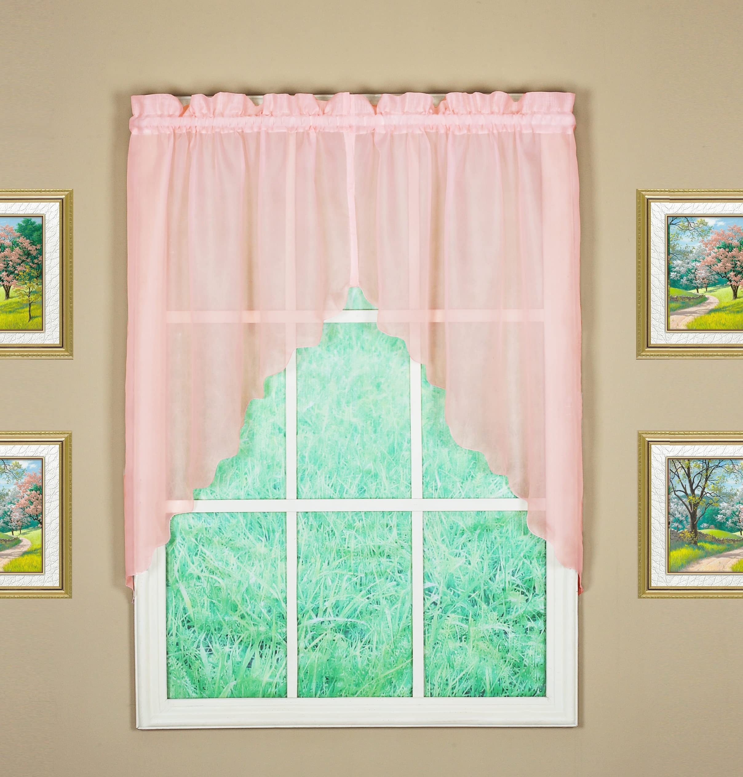 Today'S Curtain Emelia Original Voile Swag Pair 38', Rose, 60' W X 38' L