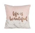 Sivya By Home Polyester Embroidered And Printed Pink And OffWhite 12X12 Inch Cushion Cover (30X30 Cm) (Pack Of 1)