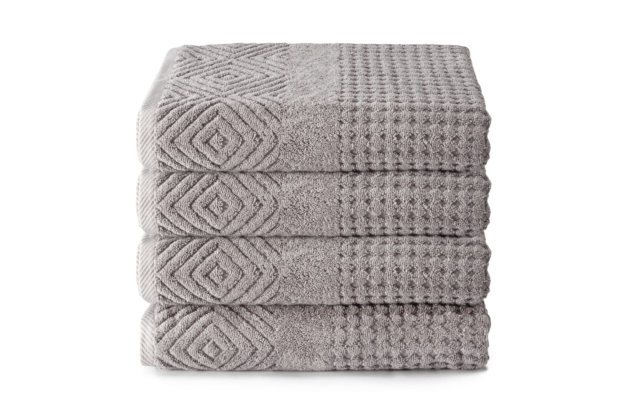 Texere 100% Organic Cotton Diamond Jacquard 700 GSM Luxury Bath Towel Sets - Ultra Soft and Absorbent Hotel and Spa Quality (Dia