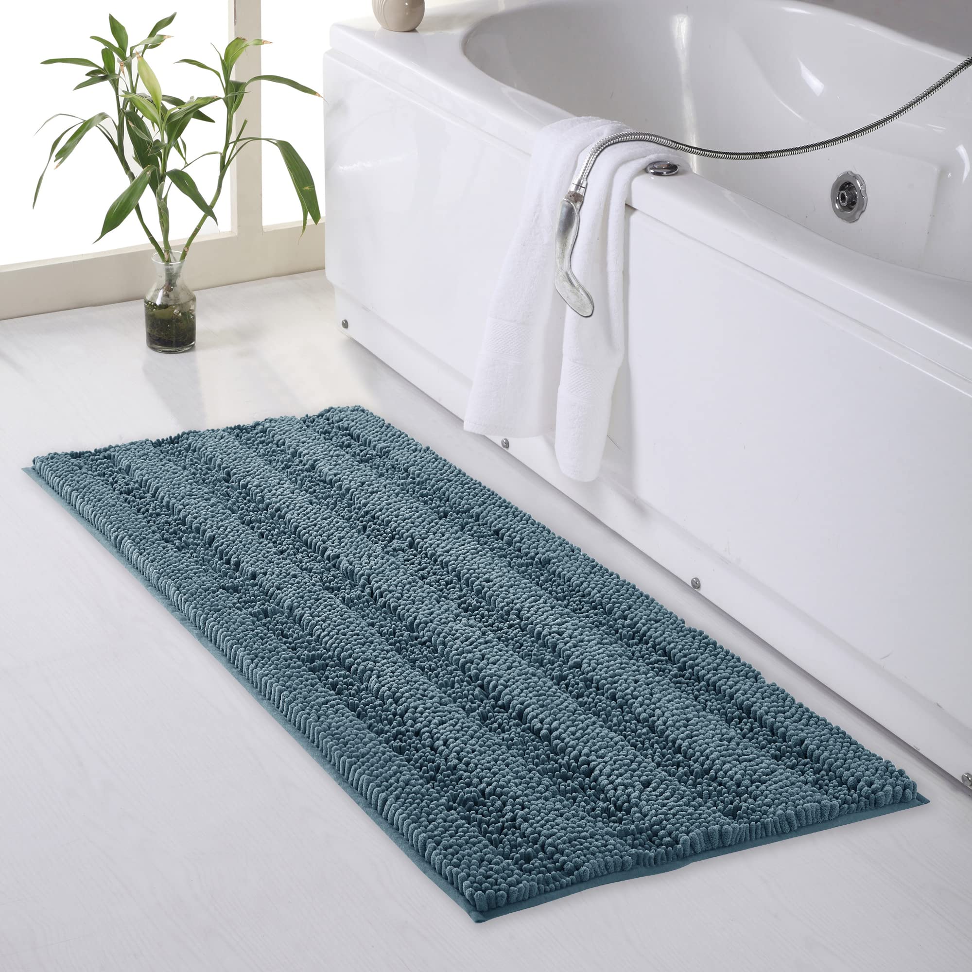Water Absorbent Bathroom Rugs - Quick Drying Non-Slip Thick Shaggy Chenile Bathtub Set for Toilet Kitchen Entryway Gifts Decorat