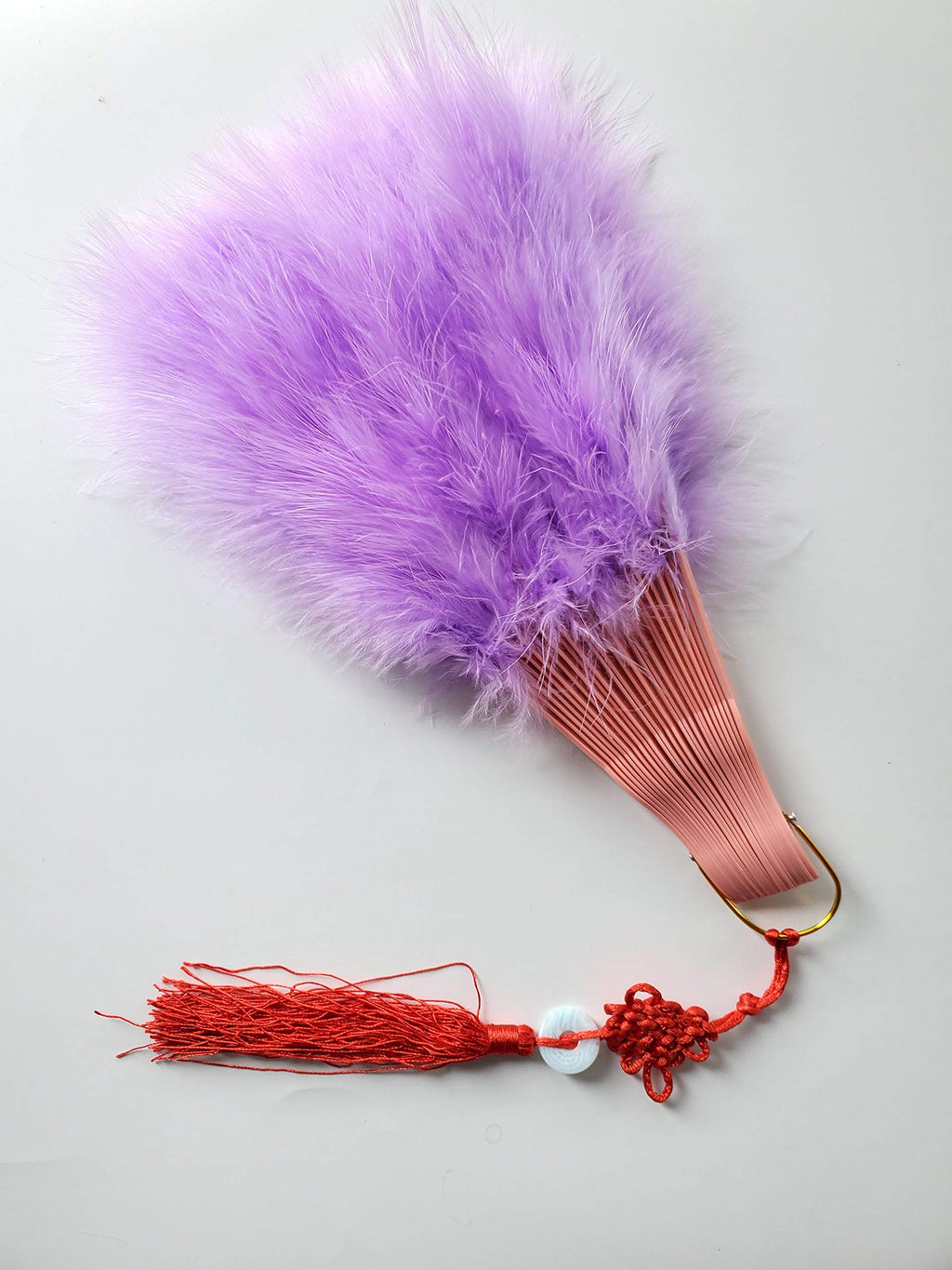 Happy Feather Handheld Marabou Feather Fan, 1920S Vintage Style Flapper Hand Fan For Costume Party And Dancing-Light Purple