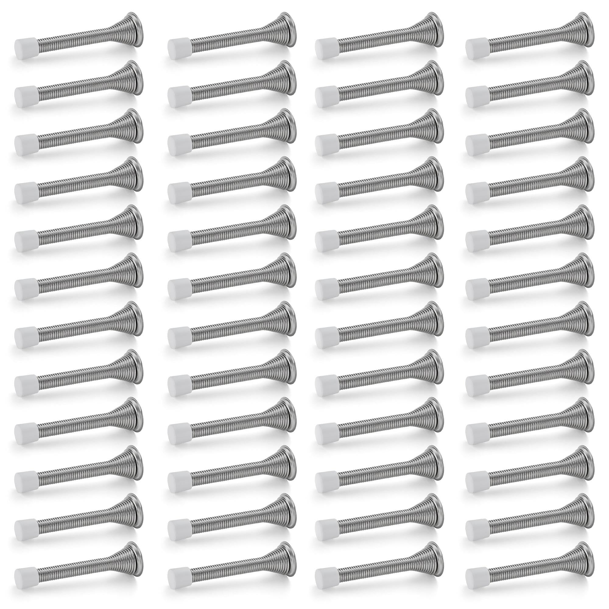 Ravinte Door Stoppers, 48 Pack Satin Nickel Spring Door Stops With Rubber Bumper, Door Stoppers For Bottom Of Door