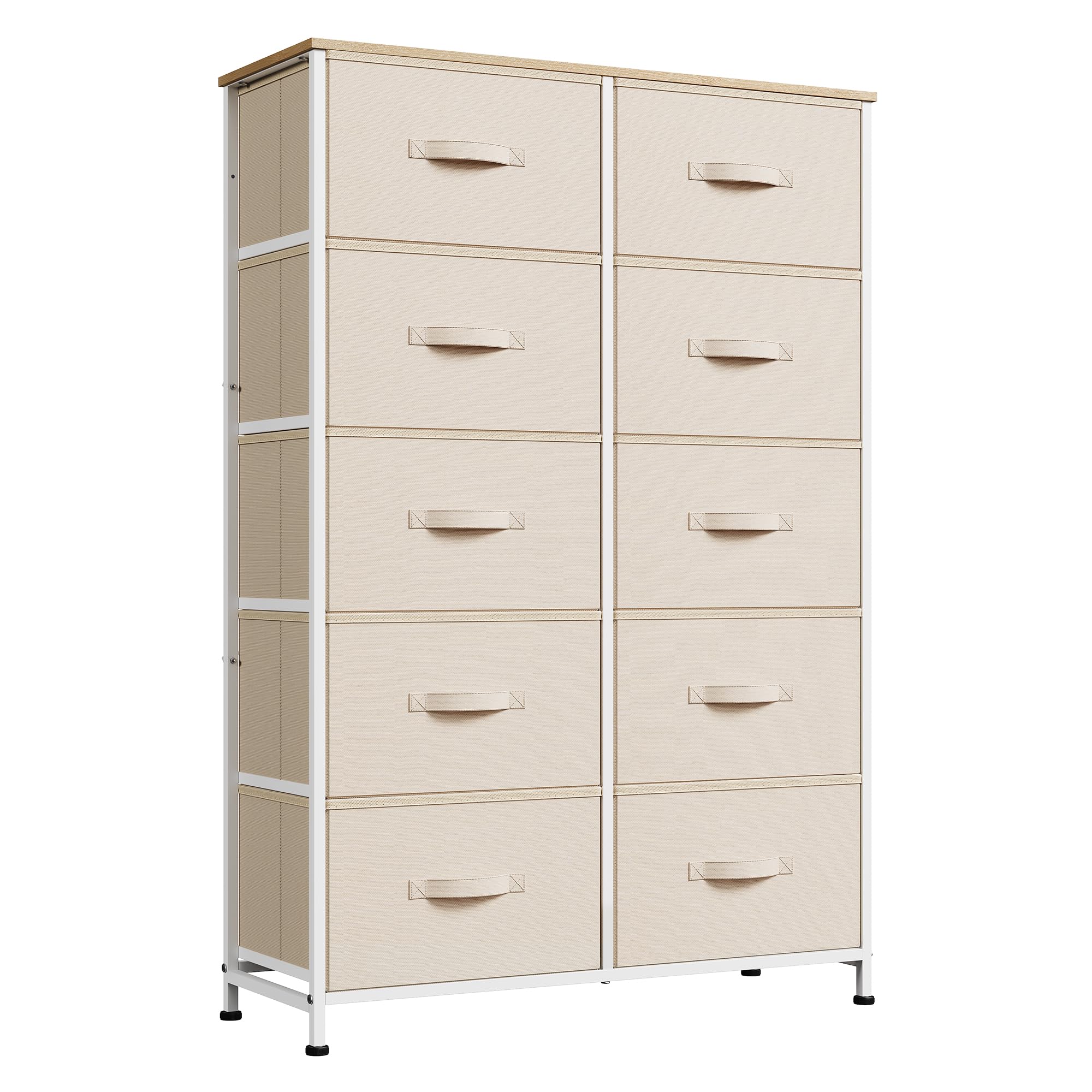 WLIVE Tall Dressers for Bedroom with 10 Drawers, Chest of Drawers, Fabric Dresser for Closet, Hallway, Living Room, Entryway, Cr