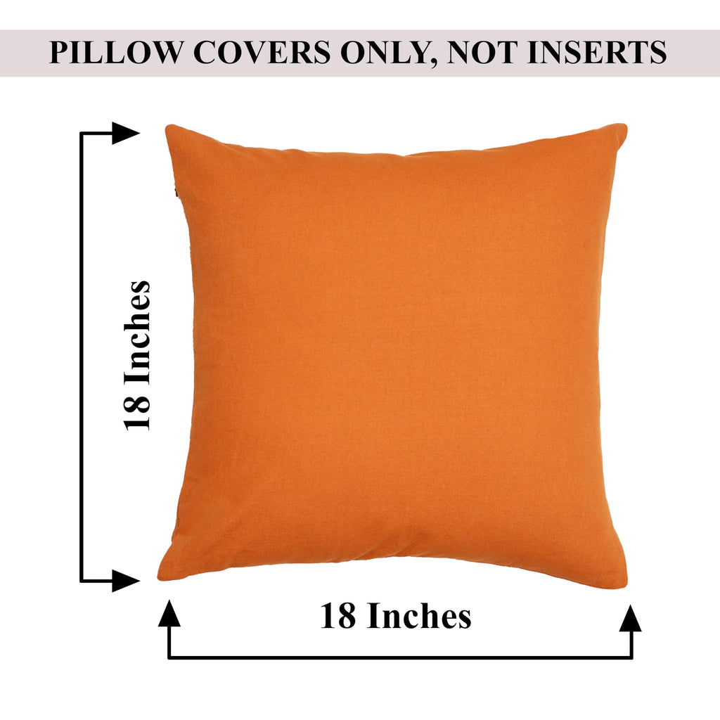 Rely+ Cotton Throw Pillow Covers 18X18 Inchs Set Of 2 Rust Decorative Zippered Cases For Couch Bedroom Sofa Farmhouse Living Roo