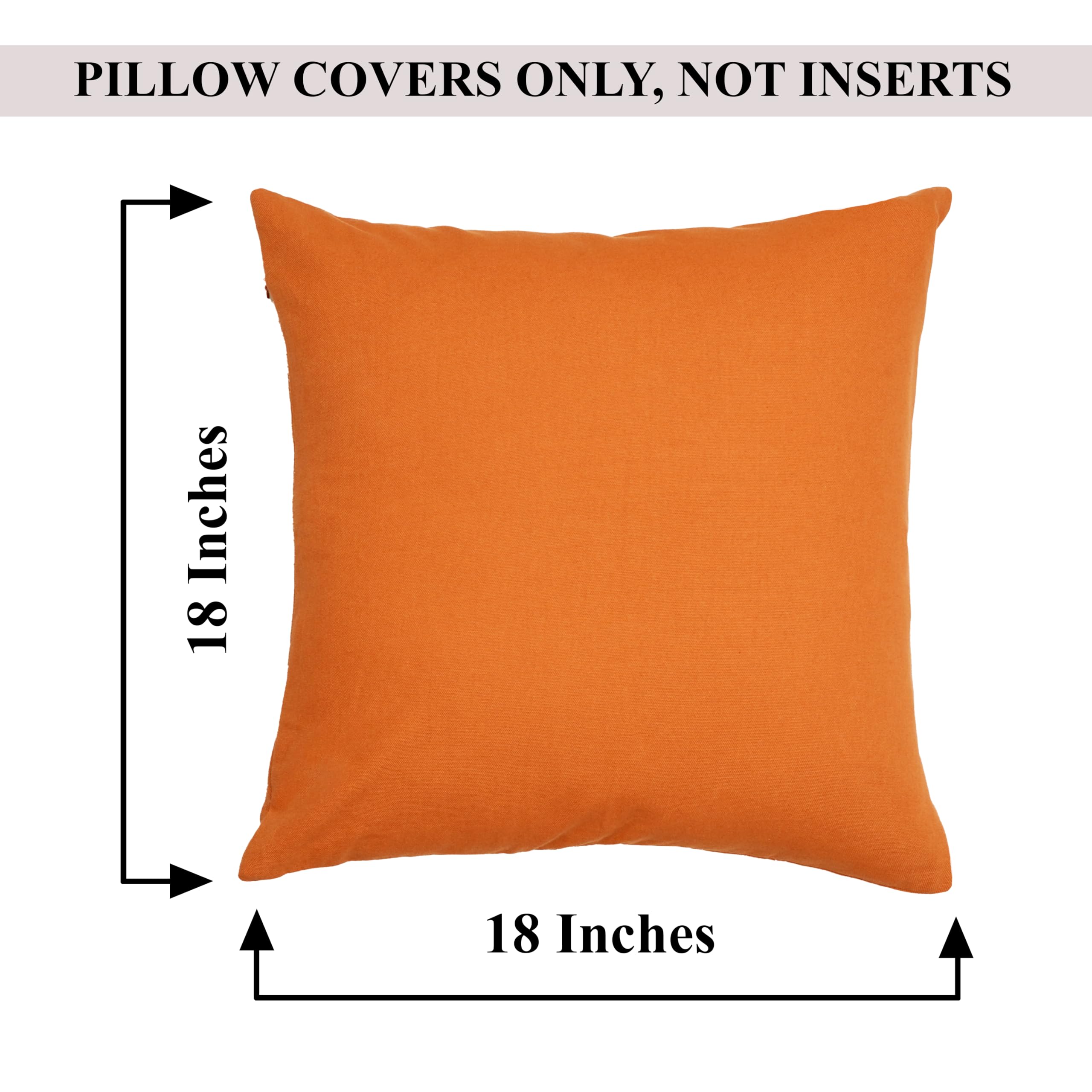 Rely+ Cotton Throw Pillow Covers 18X18 Inchs Set Of 2 Rust Decorative Zippered Cases For Couch Bedroom Sofa Farmhouse Living Roo