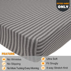 Twin Size Fitted Sheet Only - 4-Way Stretch Jersey Knit, T-Shirt Feeling & Ultra Soft, Wrinkle Free, Non-Slip & Snug Fit For Mat