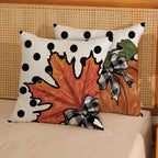 Fall Pillow Covers 18 X 18 Inch Set Of 2 Autumn Polka Dot Pumpkin Maple Leaves Throw Pillow Covers Outdoor Thanksgiving Harvest