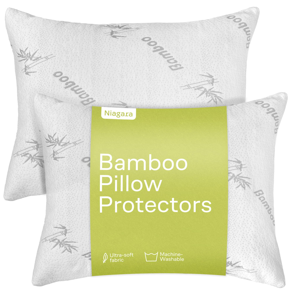 Pillow Protectors With Zipper Standard Size 20X26 Pair Zippered Pillow Case, Cooling, Guaranteed Noiseless Pad, Ultra Plush Abso
