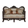 HomeRoots Upholstery, Wood Leg/Trim 38' X 68' X 48' Fabric Dark Walnut Upholstery Wood Leg/Trim Loveseat w/4 Pillows