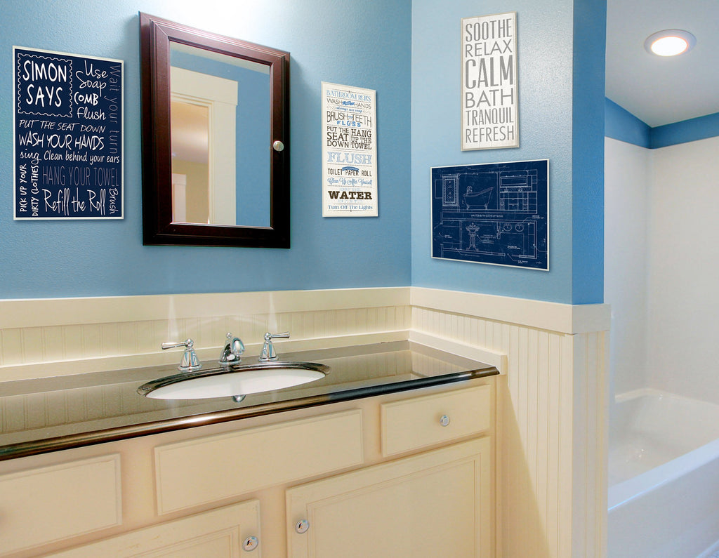 Stupell Home D  Cor Master Blueprint Bathroom Wall Plaque, 10 X 0.5 X 15, Proudly Made In Usa