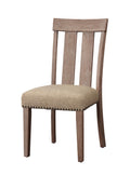 Acme Furniture Nathaniel Side Chair, Slatted Back (Set-2), Fabric & Maple