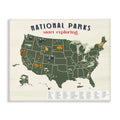 Stupell Industries National Parks Map With Numbered Key United States, Designed By Daphne Polselli Canvas Wall Art, 16 X 20, Gre