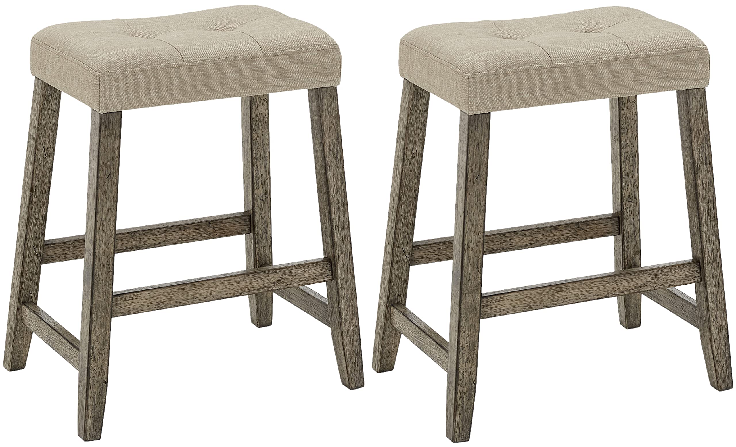 Progressive Furniture Township Upholstered Counter Stool Set of 2, 20&quot; W x 14&quot; D x 24&quot; H, Brown