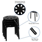 Flash Furniture Bentley Plastic Nesting Stack Stools, 11.5"Height, Black (5 Pack)