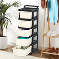 Kuber Industries 5 Layer Storage Rack With Wheels | Modular Drawers Organiser For Bedroom, Office, Home, Cosmetics, Kitchen Item