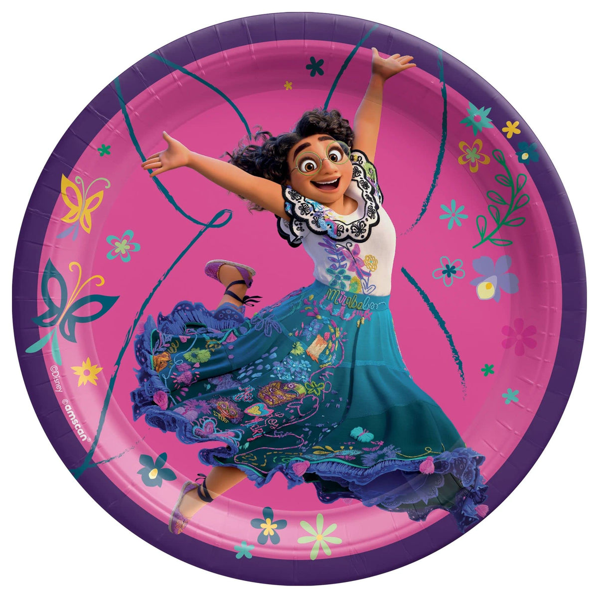 Encanto Round Plates, 7'' (8-Pack) - Vibrant Party Plates Featuring Mirabel, Perfect for Kids' Birthdays & Themed Events