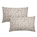 Tan Khaki Beige Daisy Floral Lumbar Pillow Covers 12X20 Inch Vintage Flowers Pillow Cases Set Of 2 Block Print Cotton Linen Thro