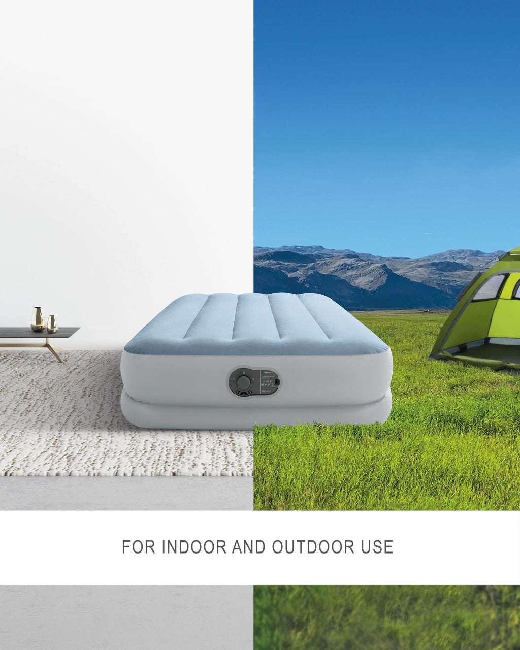 Intex Dura-Beam Plus 64157E Air Mattress Twin Size Multi Color PVC Built-in USB Pump 14in Height