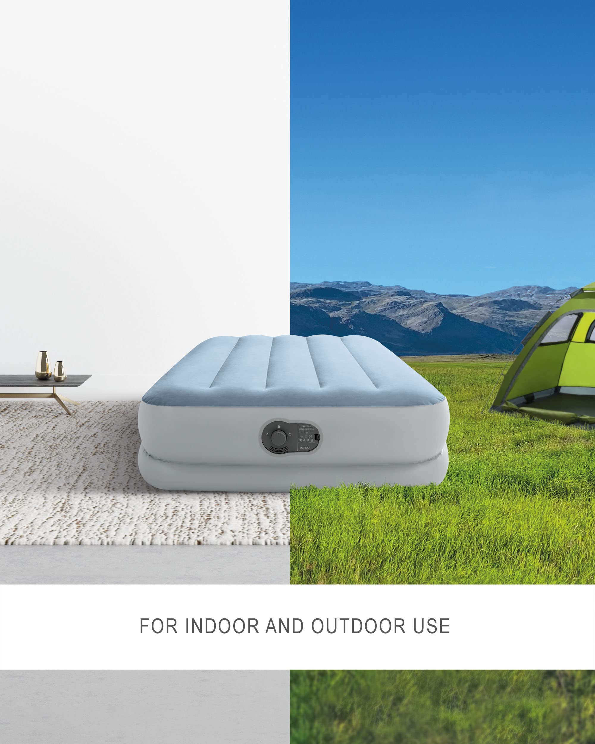 Intex Dura-Beam Plus 64157E Air Mattress Twin Size Multi Color PVC Built-in USB Pump 14in Height