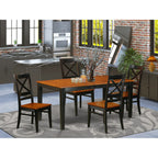 East West Furniture NIQU5-BCH-W 5 Piece Dining Room Furniture Set Includes a Rectangle Kitchen Table with Butterfly Leaf and 4 Dining Chairs, 36x66 Inch, Black & Cherry