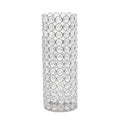 Elegant Designs Hg1009-Chr Elipse Cylindrical Crystal Decorative Flower Vase, Candle Holder, Wedding Centerpiece, 11.25 Inch, Chrome