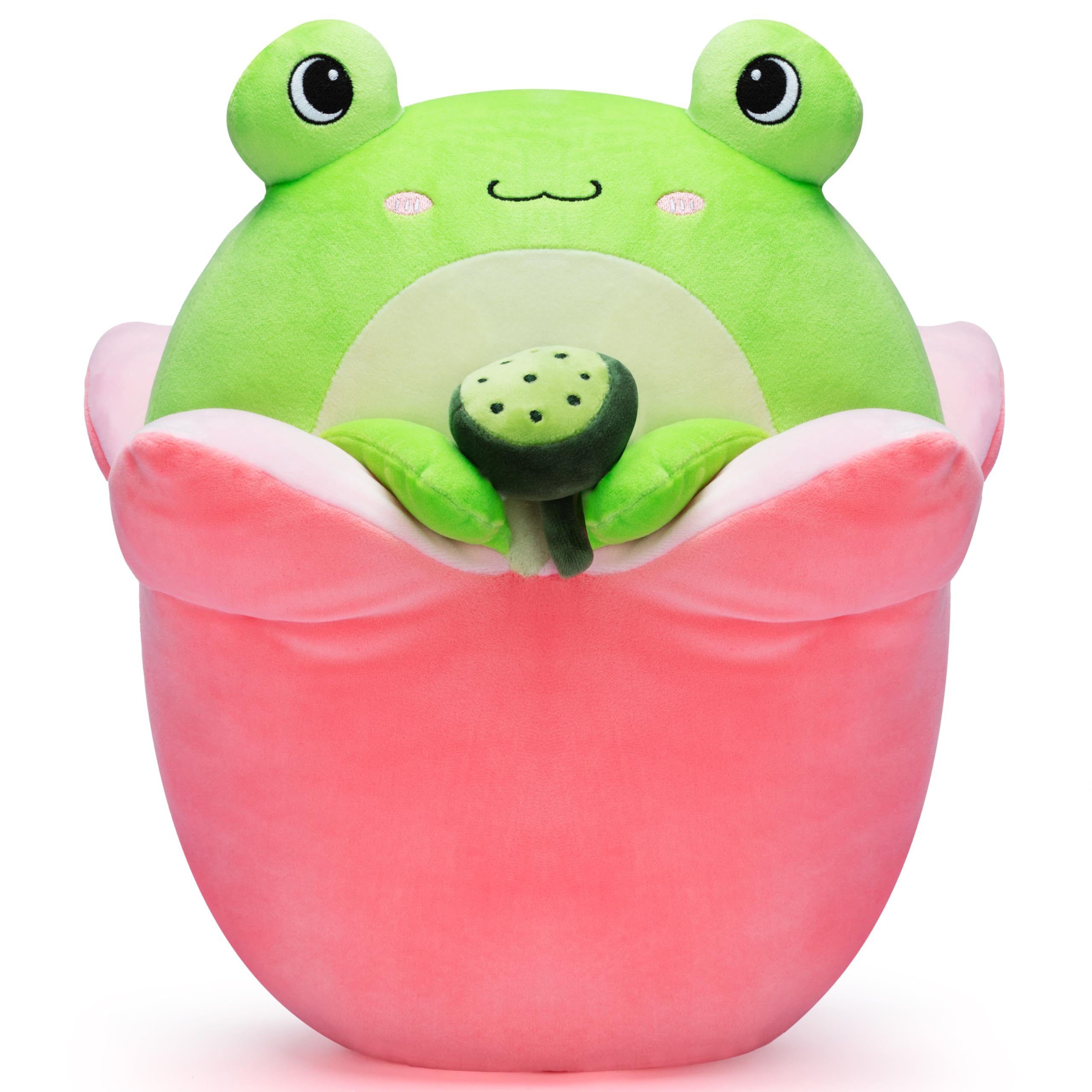Playnics Original 12.5-Inch Large Frog Plush Pillow Stuffed Animal Toy,Big Size Cute Soft Toys Fat Kawaii Hugging Pillows Cuddle