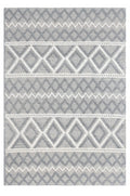 HomeRoots Grey/Ivory PET Yarn 5’ x 7’ Gray Ivory Diamonds Boho Chic Area Rug