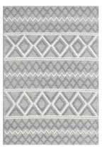 HomeRoots Grey/Ivory PET Yarn 5’ x 7’ Gray Ivory Diamonds Boho Chic Area Rug