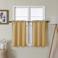 Lecloud Bessie Gold Kitchen Curtains 30 Inch Length 2 Pcs, Light Filtering Cafe Short Curtain Tiers, Dual Rod Pocket Window Trea