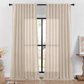 DaysU Linen Curtains 108 Inches Long 2 Panels Set for Bedroom/Living Room, Oatmeal Semi Sheer Farmhouse Curtains, Rod Pocket Hoo