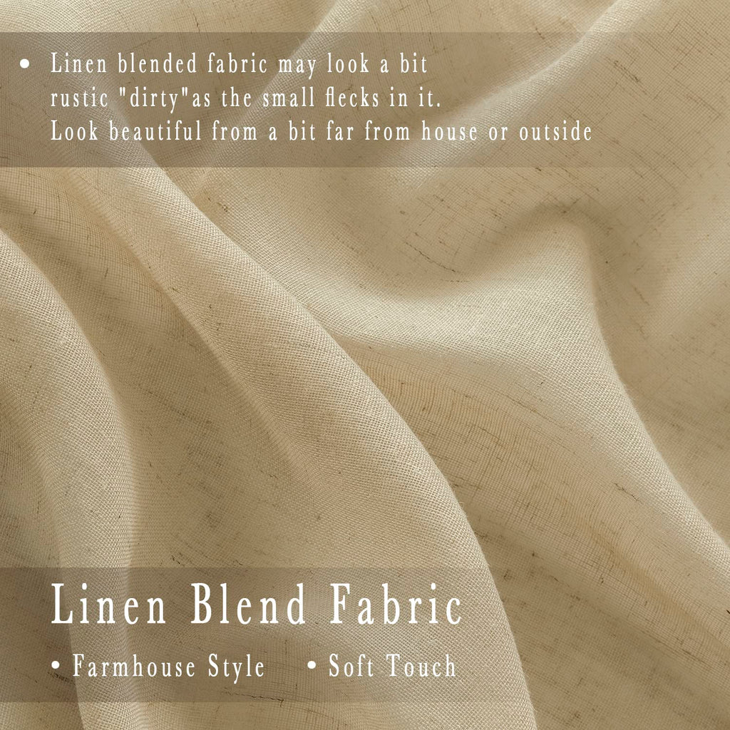 Kitchen Curtains 24 Inch Length Rustic Beige Farmhouse Country Linen Short Cafe Semi Sheer Curtains Rod Pocket Tiers For Small H