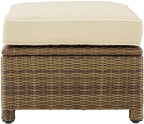 Crosley Furniture Bradenton Wicker Outdoor Ottoman Foot Rest for Patio, Deck, Porch, Brown with Sand Cushions