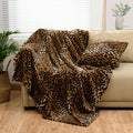 Bnuitland Leopard Print Fleece Flannel Throw Blanket(50X71Inch) With Pillow Cover(18X18Inch),300 Gsm Double Sided Bed Throw,Ligh