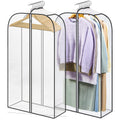 LANDNEOO 2 Pack Clear Garment Bags for Hanging Clothes with Zippers on Double Sides  10 Clothes Storage for Coat, Dress, and 