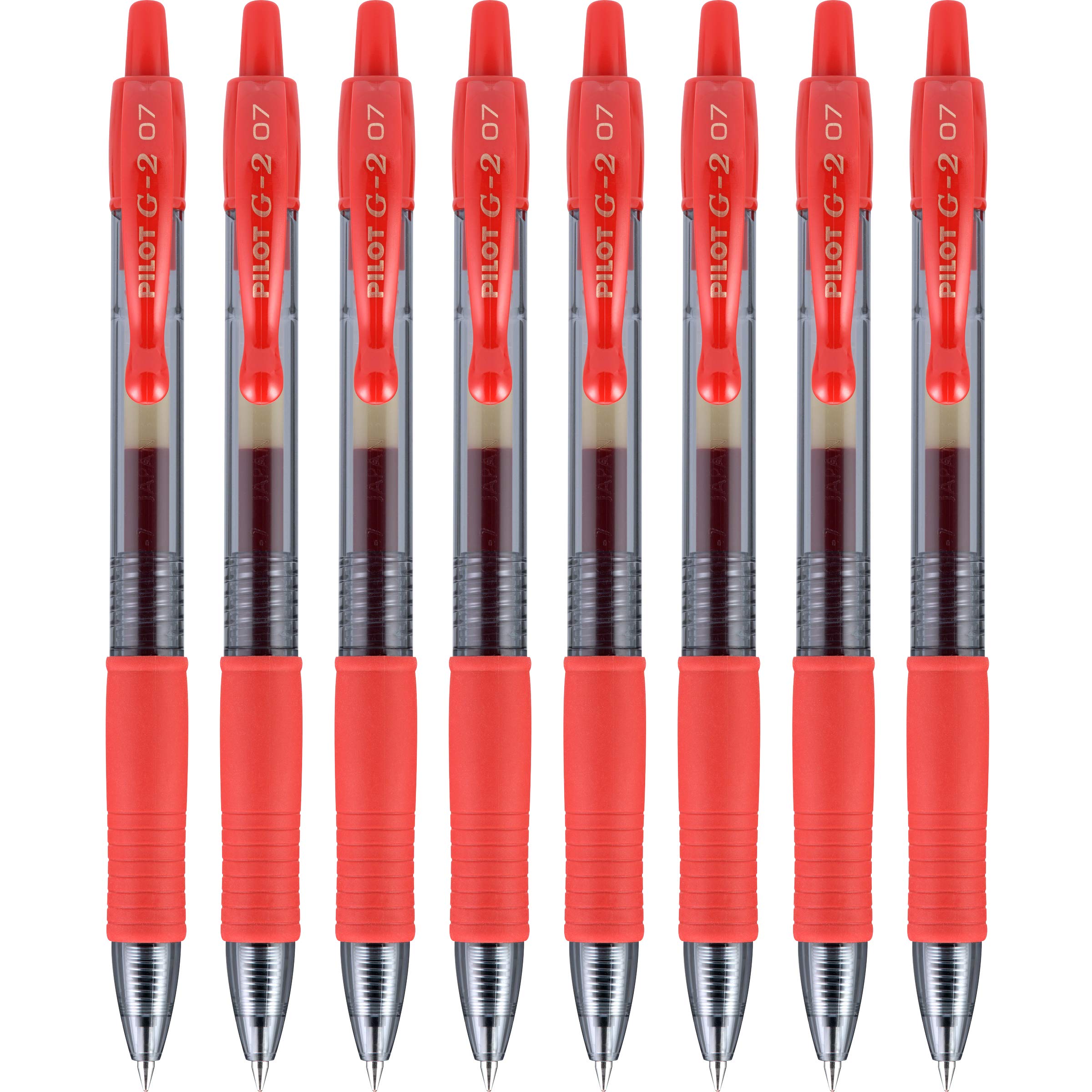 Pilot, G2 Premium Gel Roller Pens, Fine Point 0.7 Mm, Red, Pack Of 8