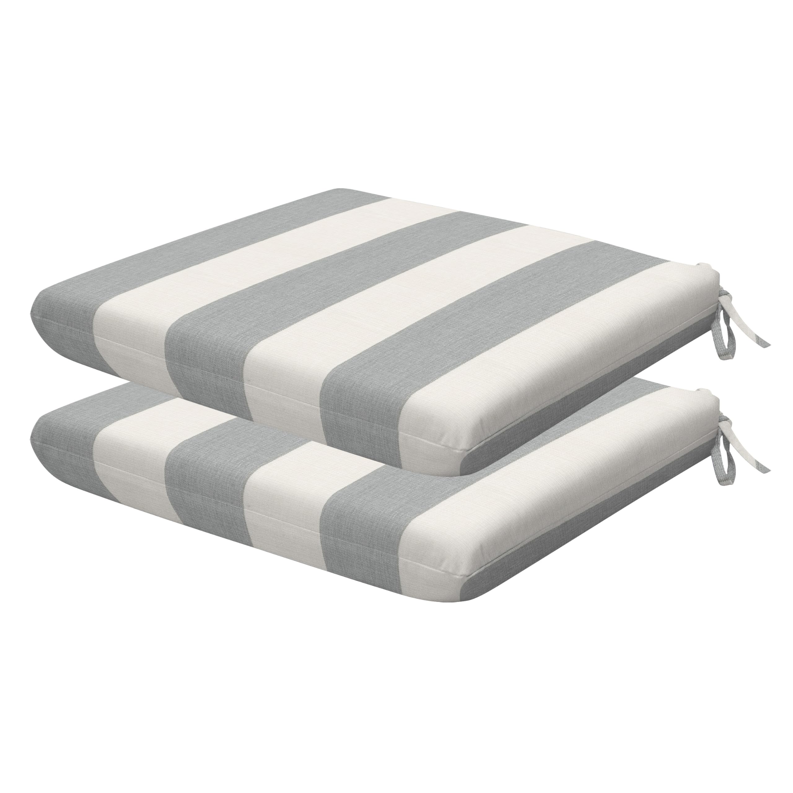 Honeycomb Outdoor Universal Seat Cushion Set, 18' X 17.5', Cabana Stripe Stone Grey Outdoor Chair Cushions