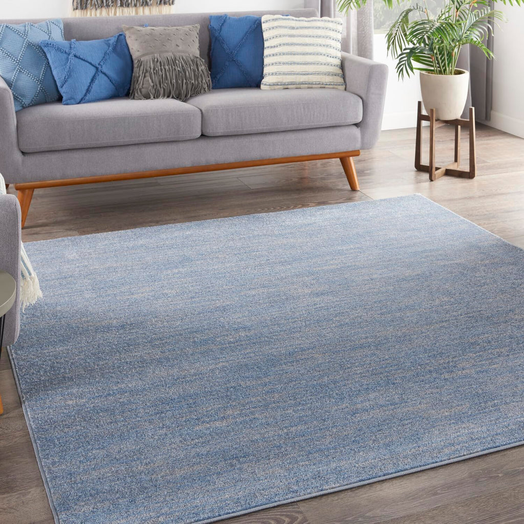 Nourison Essentials Indoor/Outdoor Blue/Grey 5' X Square Area -Rug, Easy -Cleaning, Non Shedding, Bed Room, Living Room, Dining Room, Backyard, Deck, Patio (5 Square)