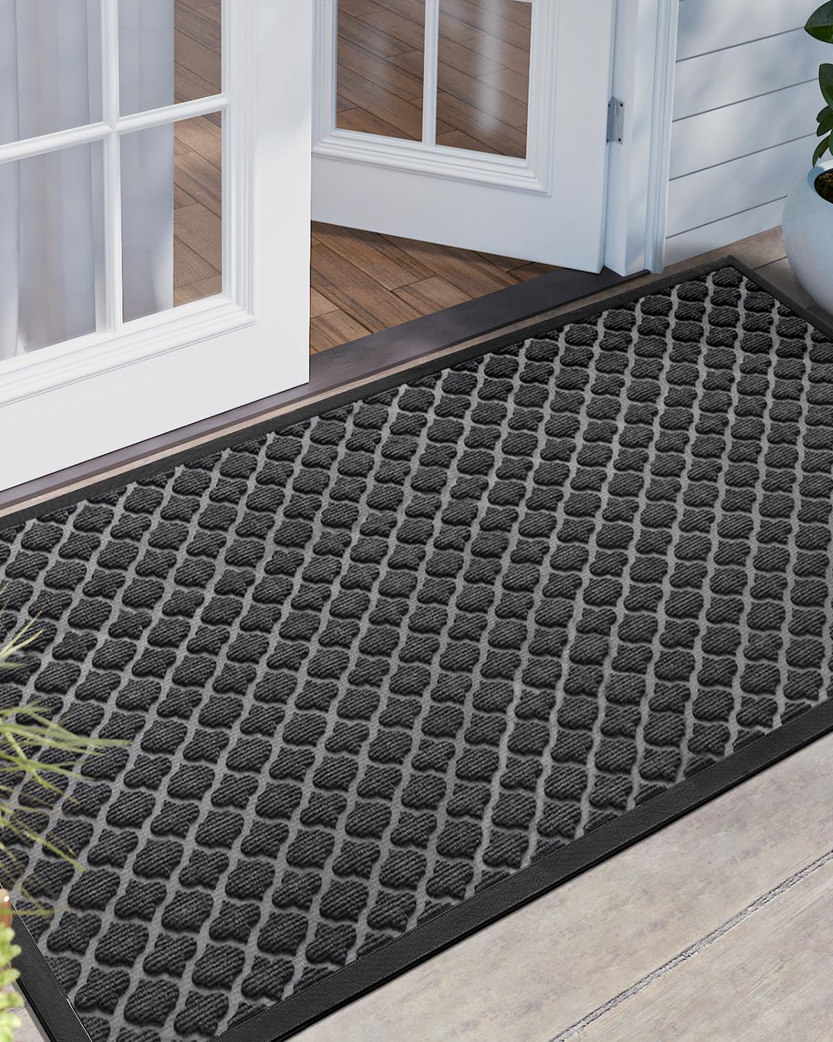 Dexi Large Door Mat Front Indoor Outdoor Doormat,Heavy Duty Rubber Outside Rug For Entryway Patio Garage, 48'X72', Black