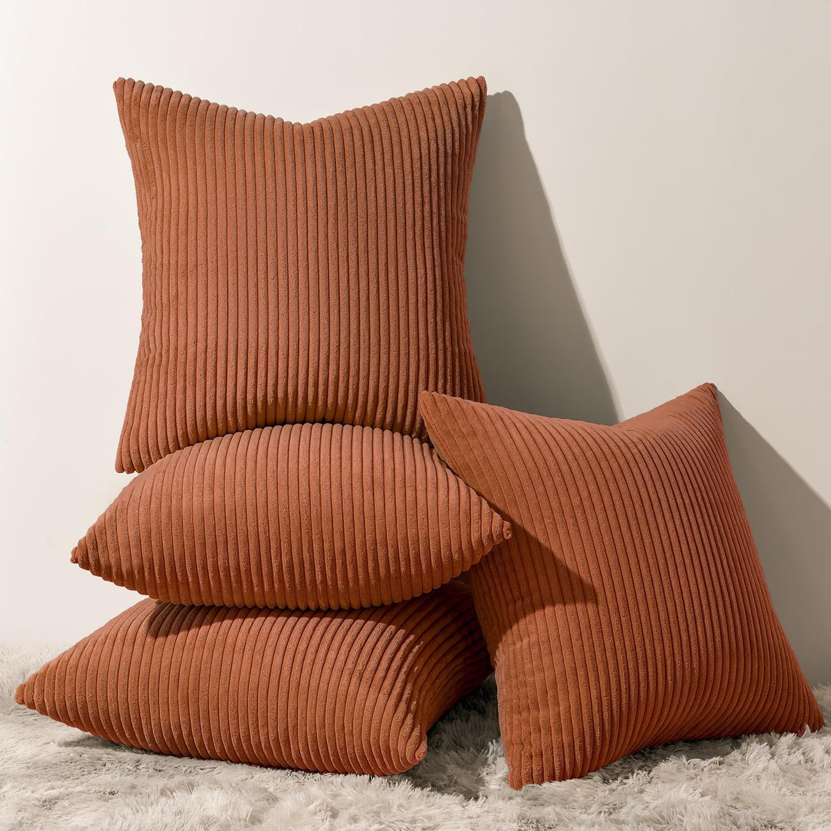 Topfinel Decorative Terracotta Throw Pillow Covers Cushion Cases, Set Of 4 Soft Velvet Modern Double-Sided Designs, Rustic Fall