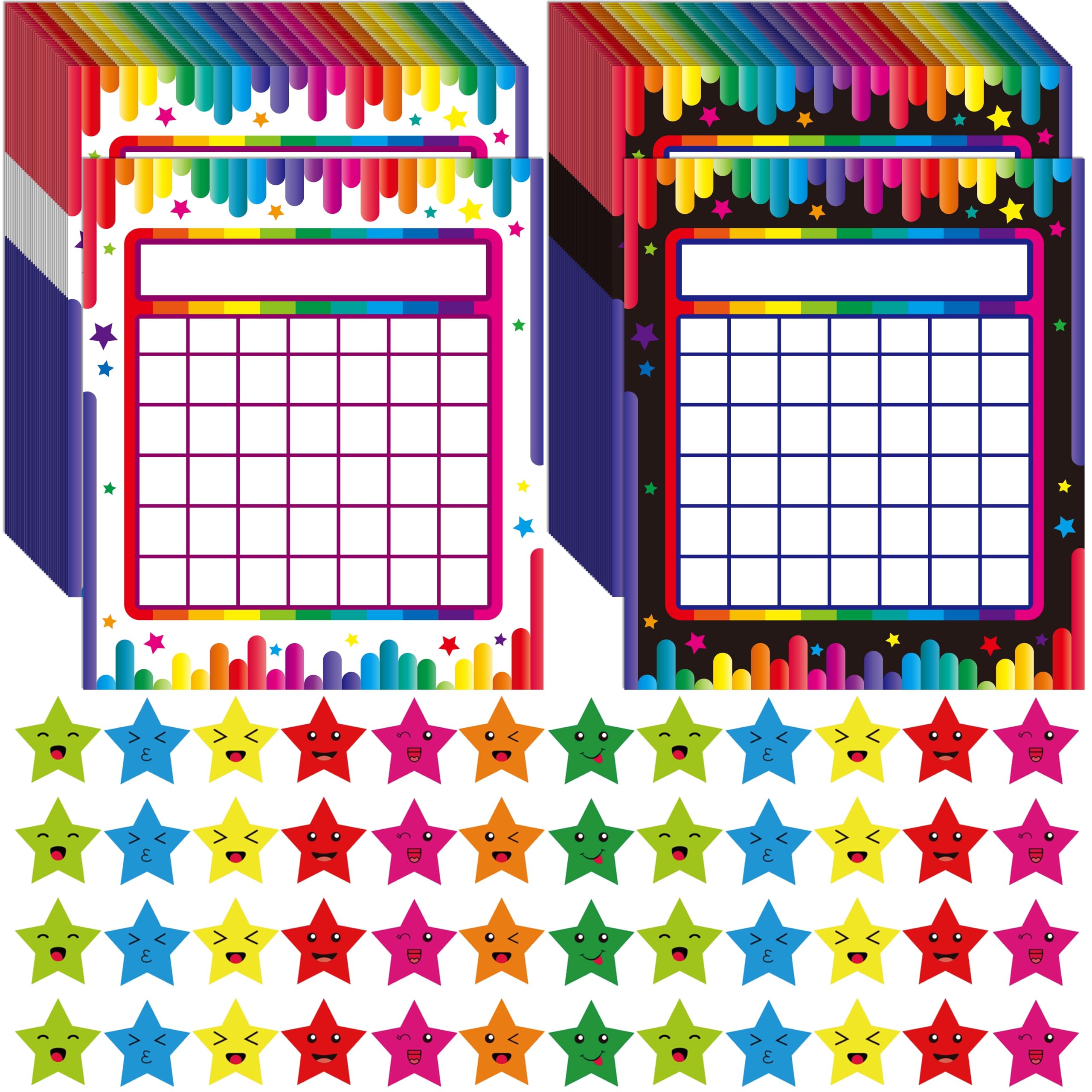 66 Pack Classroom Incentive Chart, 2 Designs In Colorful Strip With 2024 Star Stickers For Classroom Student Teacher Family Usin