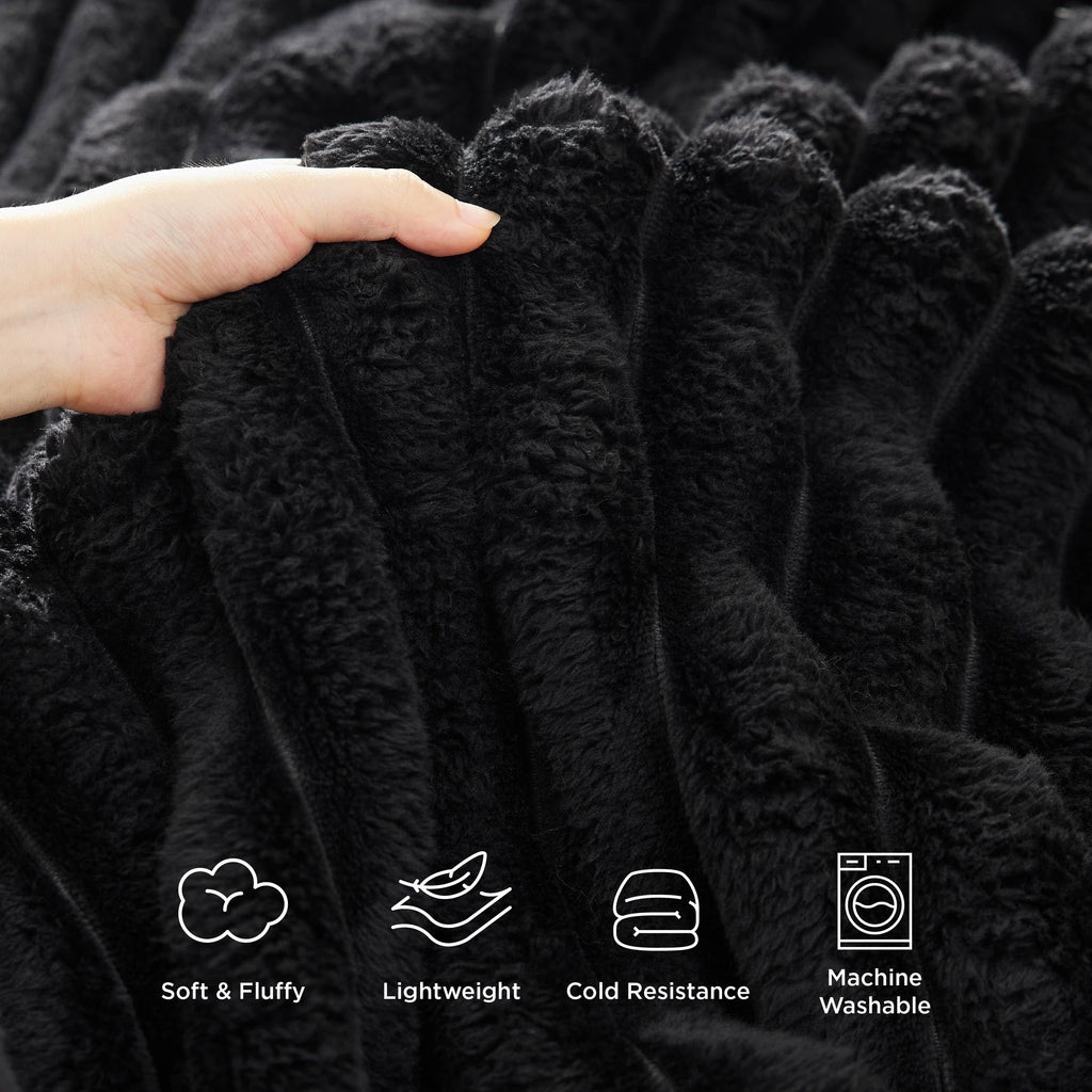 Bedsure Twin Blanket For Couch - Super Soft Cozy Blankets For Women, Cute Small Fleece Blanket For Girls, Black,60X80 Inches, Wi